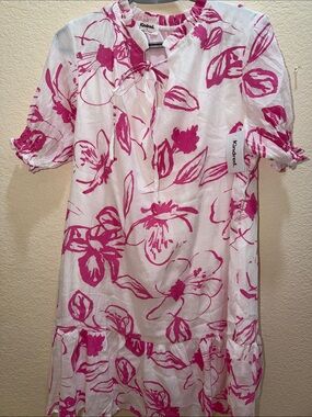 Kindred White Maxi Dress with Pink Floral Print